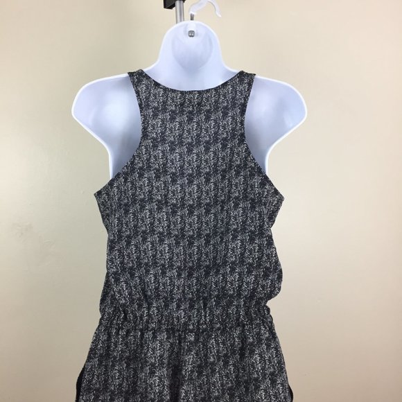 BROADWAY & BROOME Madewell Black Off White Print 100% Silk One Piece Romper - Picture 11 of 11